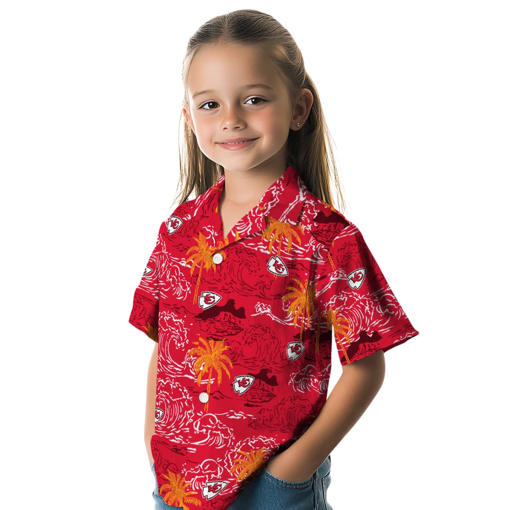 Kansas City Chiefs Hawaiian Shirt - Wave Palm | Moonbestprint
