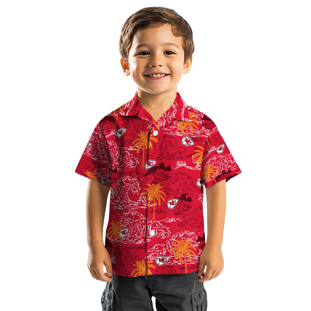 Kansas City Chiefs Hawaiian Shirt - Wave Palm | Moonbestprint