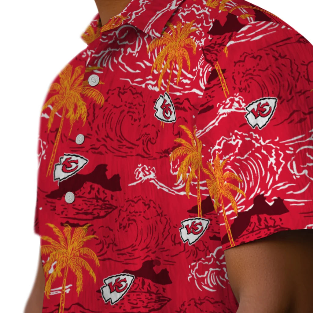 Kansas City Chiefs Hawaiian Shirt - Wave Palm | Moonbestprint