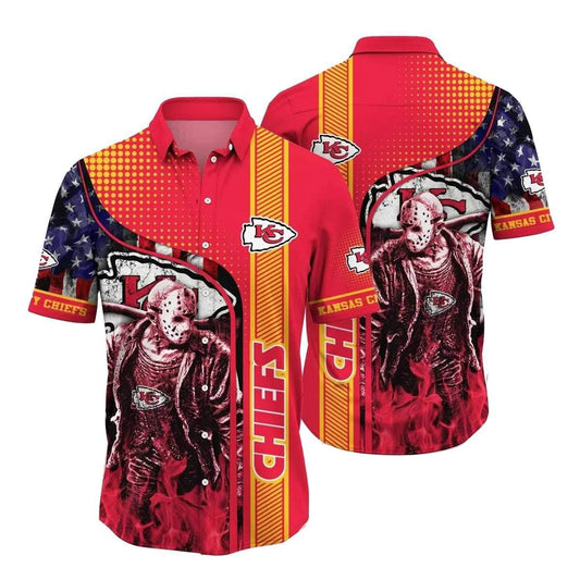 Kansas City Chiefs Halloween Graphic Hawaiian Shirt Unisex Aloha Tee - Moonbestprint