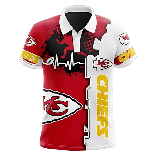 Kansas City Chiefs Heartbeat Hustle Polo Shirt - Moonbestprint