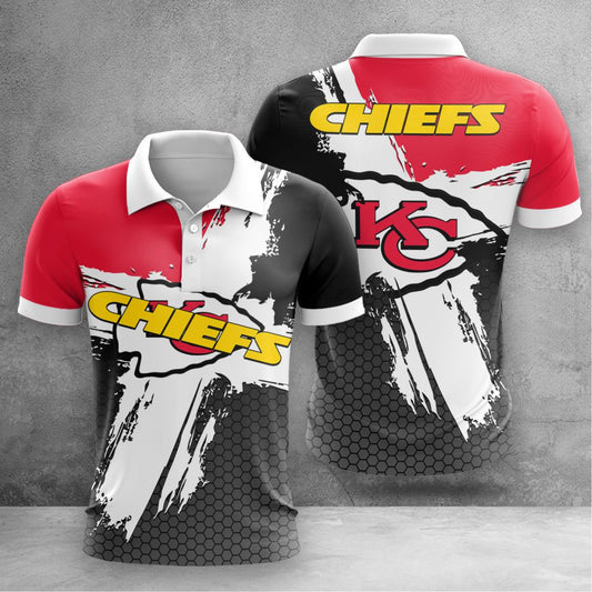 Kansas City Chiefs Classic Stripe 3D Polo Shirt - Moonbestprint