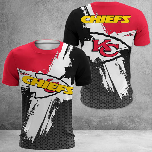 Kansas City Chiefs Hexagon Brushstroke 3D Polo Shirt - Moonbestprint