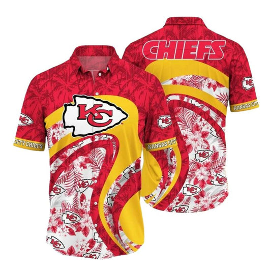 Kansas City Chiefs Hibiscus Graphic Hawaiian Shirt Unisex Summer Tee - Moonbestprint