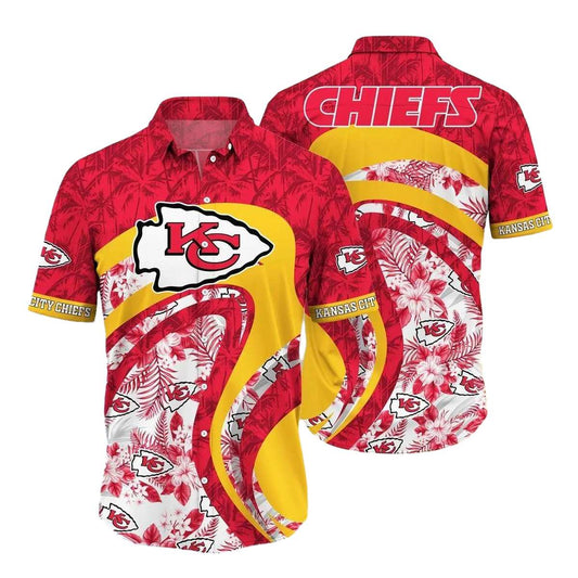 Kansas City Chiefs Hibiscus Graphic Hawaiian Shirt Unisex Summer Tee - Moonbestprint