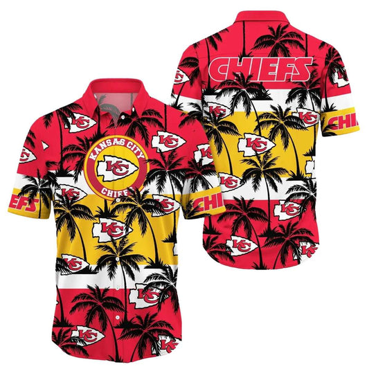 Kansas City Chiefs Unisex Graphic Hawaiian Shirt With Island Palms Design - Moonbestprint
