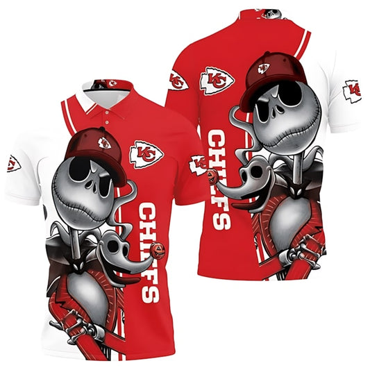 Kansas City Chiefs Jack Skellington And Zero Polo Shirt - Moonbestprint