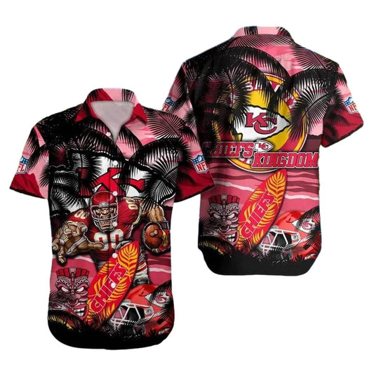 Kansas City Chiefs Graphic Surf Hawaiian Shirt Unisex Aloha Tee - Moonbestprint