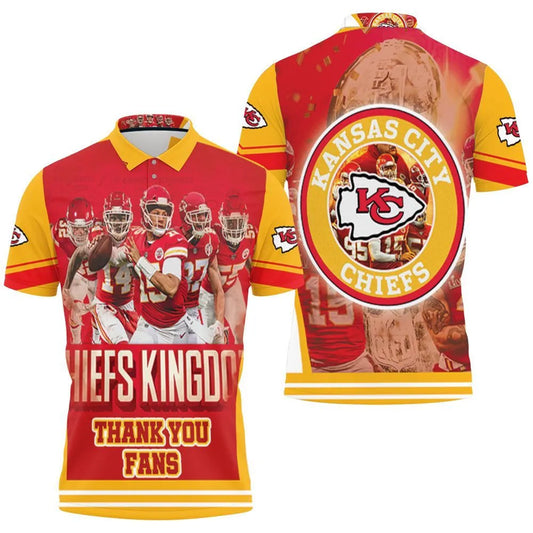 Kansas City Chiefs Kingdom Thank You Fan 3D Polo Shirt - Moonbestprint