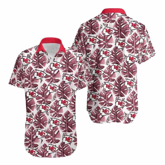 Kansas City Chiefs Graphic Printed Unisex Hawaiian Shirt With Leaf Design - Moonbestprint