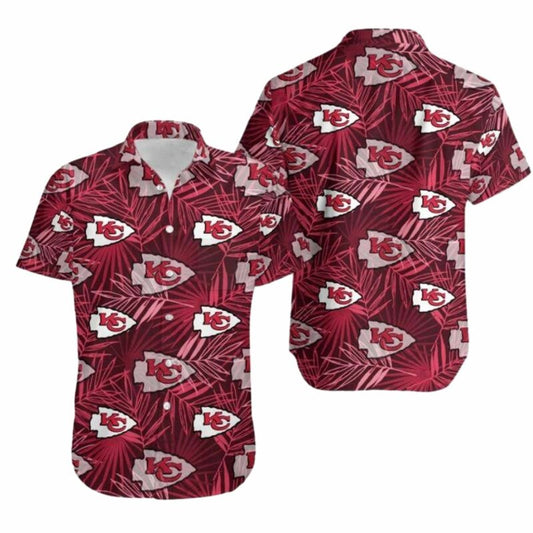 Kansas City Chiefs Leaf Logo Hawaiian Shirt Unisex Graphic Tee - Moonbestprint