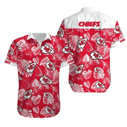 Kansas City Chiefs Unisex Graphic Printed Leafy Paradise Hawaiian Shirt - Moonbestprint