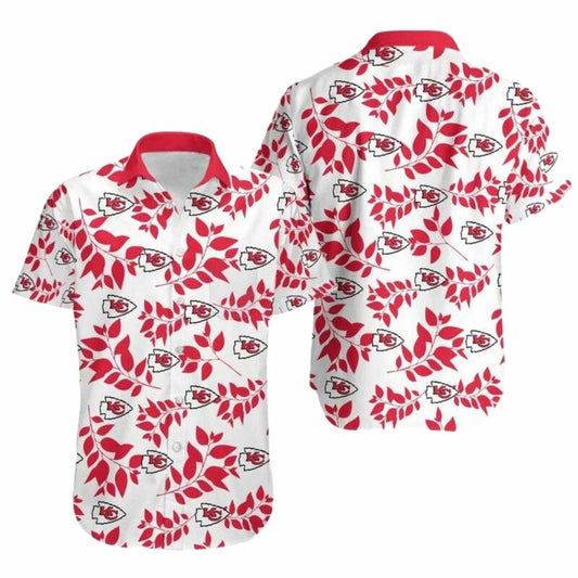 Kansas City Chiefs White Aloha Shirt Unisex Graphic Hawaiian Tee - Moonbestprint