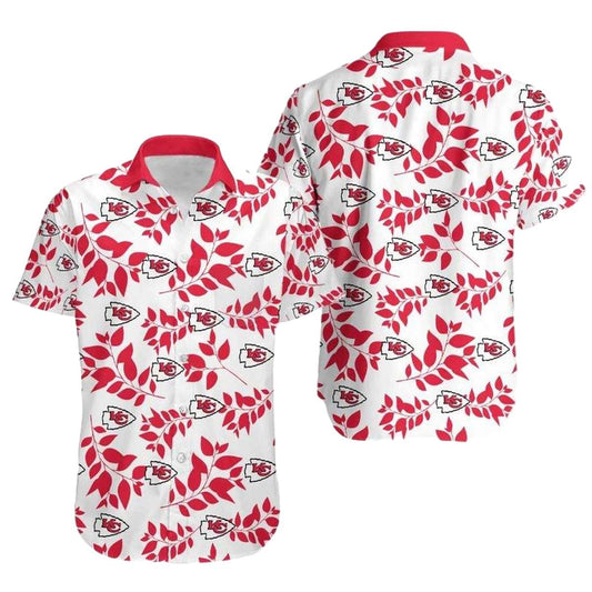 Kansas City Chiefs White Aloha Shirt Unisex Graphic Hawaiian Tee - Moonbestprint