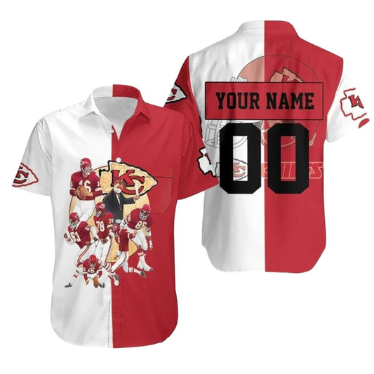 Personalized Kansas City Chiefs Legends Red & White Hawaiian Shirt Unisex Graphic Tee - Moonbestprint