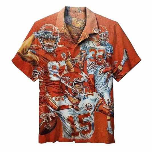 Kansas City Chiefs Mahomes #15 Vintage Graphic Hawaiian Shirt - Unisex - Moonbestprint