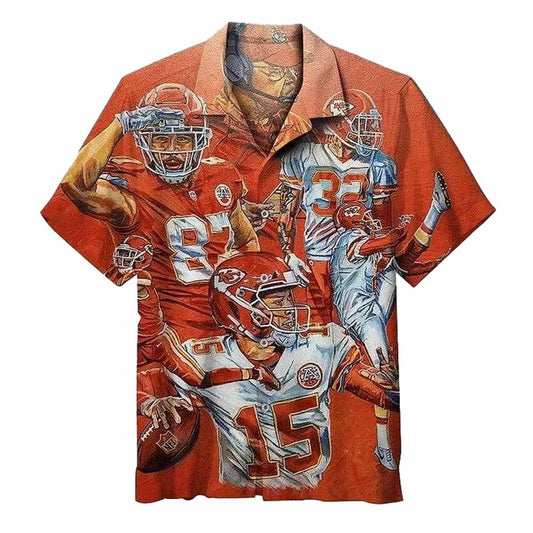 Kansas City Chiefs Mahomes #15 Vintage Graphic Hawaiian Shirt - Unisex - Moonbestprint