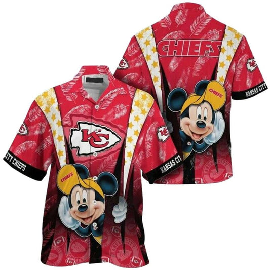 Kansas City Chiefs Mickey Mouse Aloha Hawaiian Shirt Unisex Graphic Tee - Moonbestprint