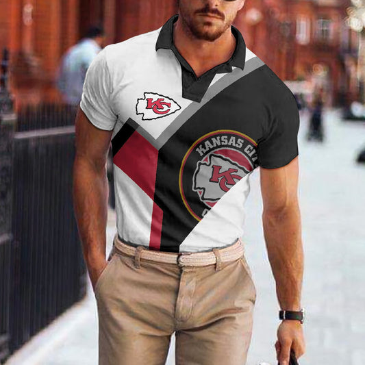 Kansas City Chiefs Modern Classic Tri-Color Polo Shirt - Moonbestprint