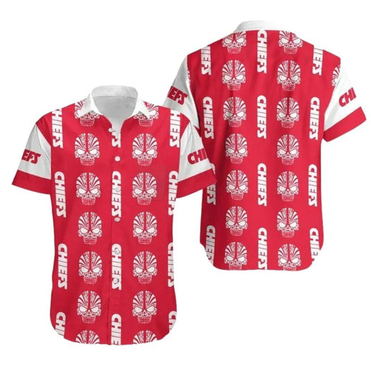 Kansas City Chiefs Graphic Unisex Skull Hawaiian Shirt Aloha Gift - Moonbestprint