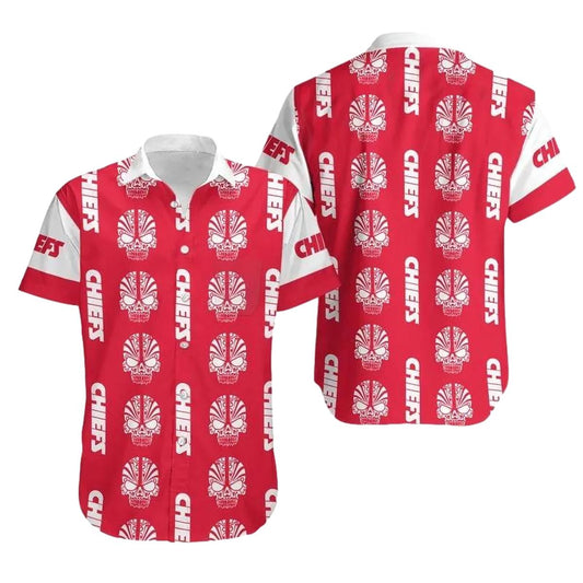 Kansas City Chiefs Graphic Unisex Skull Hawaiian Shirt Aloha Gift - Moonbestprint