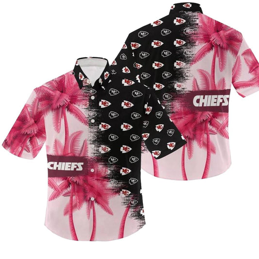 Kansas City Chiefs Red Hawaiian Shirt With Coconut Tree Graphic Unisex - Moonbestprint
