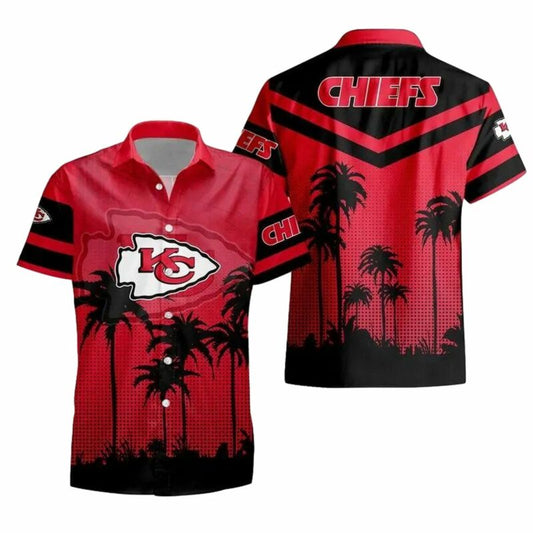 Kansas City Chiefs Graphic Palm Tree Hawaiian Shirt Unisex Aloha Tee - Moonbestprint