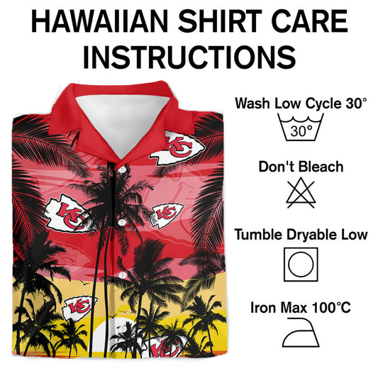 Kansas City Chiefs Red Black Palm Tree Hawaiian Shirt Unisex Graphic Tee - Moonbestprint