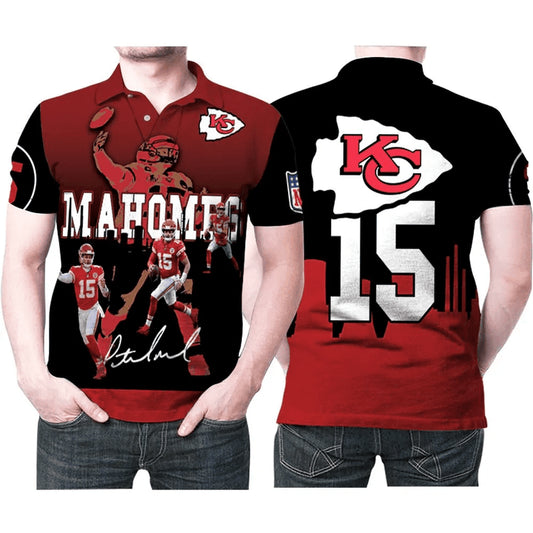 Kansas City Chiefs Patrick Mahomes 15 Legend Signature Polo Shirt - Moonbestprint