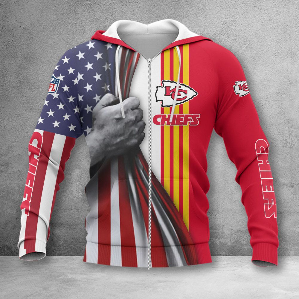 Kansas City Chiefs Patriotic Grip 3D Polo Shirt - Moonbestprint