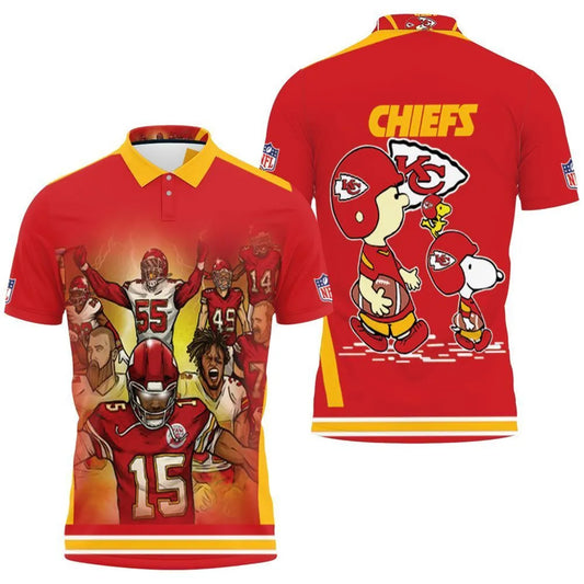 Kansas City Chiefs Peanuts Powerhouse Polo Shirt - Moonbestprint