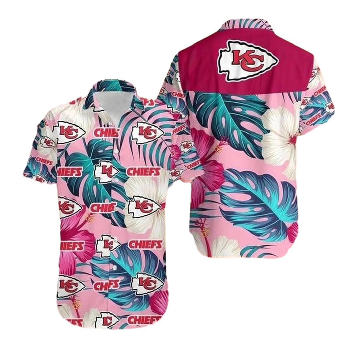 Kansas City Chiefs Pink Paradise Graphic Hawaiian Shirt Unisex Gift - Moonbestprint