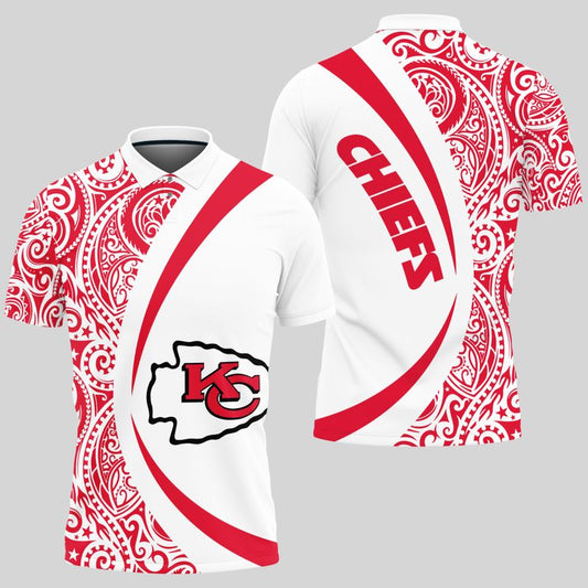 Kansas City Chiefs Polynesian Pattern Red White Polo Shirt - Moonbestprint