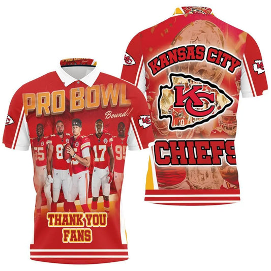 Kansas City Chiefs Pro Bowl Bound 3D Polo Shirt - Moonbestprint