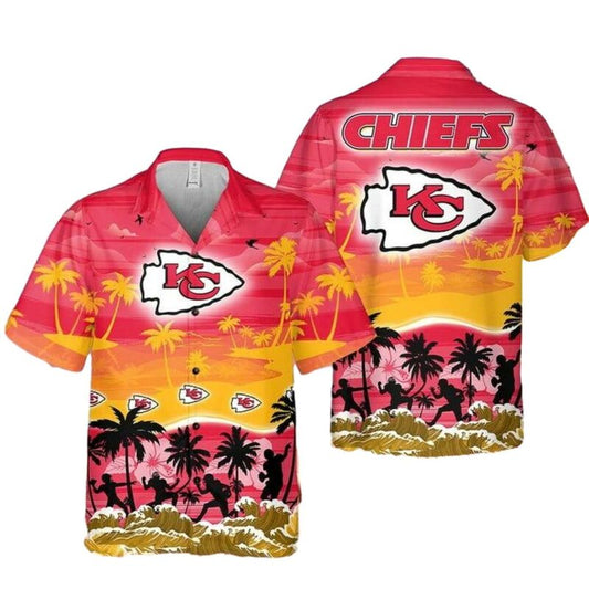 Kansas City Chiefs Red Tropical Sunset Graphic Hawaiian Shirt Unisex - Moonbestprint