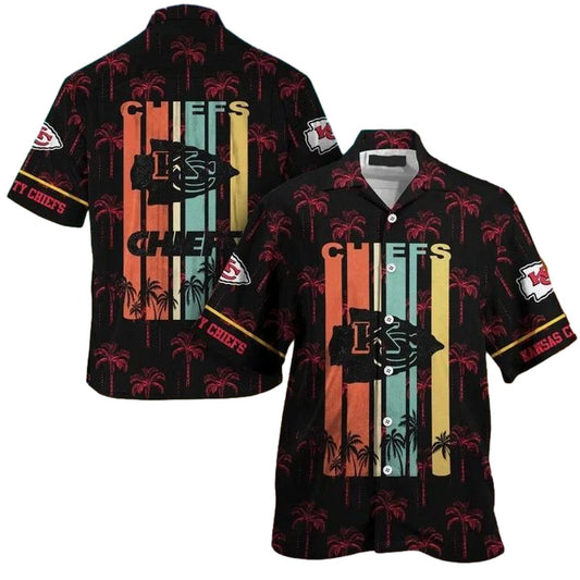Kansas City Chiefs Retro Stripes Graphic Hawaiian Shirt Unisex Gift - Moonbestprint