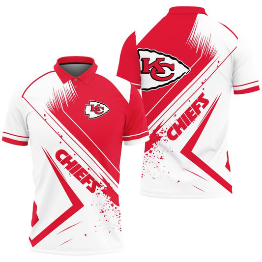 Kansas City Chiefs Splatter Stripe Pattern Polo Shirt - Moonbestprint