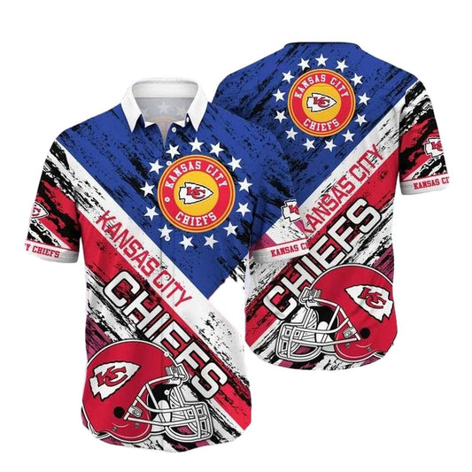 Kansas City Chiefs Stars & Stripes Retro Graphic Hawaiian Shirt Unisex - Moonbestprint