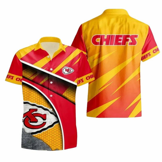Kansas City Chiefs Unisex Graphic Printed Stripe Hawaiian Shirt - Moonbestprint