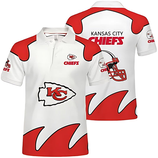 Kansas City Chiefs Striped Helmet Polo Shirt - Moonbestprint