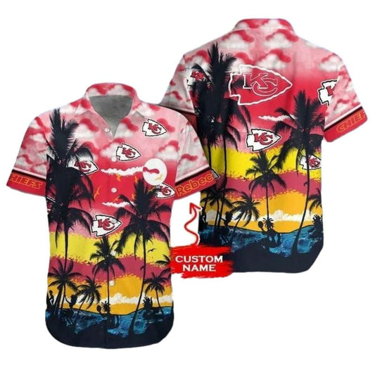 Personalized Kansas City Chiefs Sunset Beach Graphic Hawaiian Shirt - Unisex - Moonbestprint