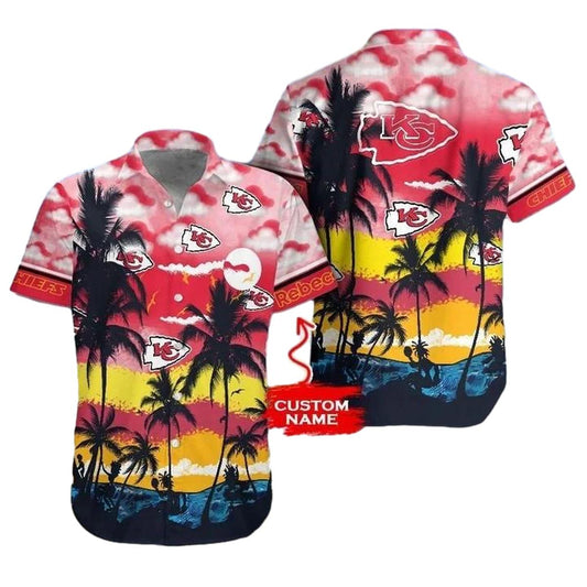 Personalized Kansas City Chiefs Sunset Beach Graphic Hawaiian Shirt - Unisex - Moonbestprint