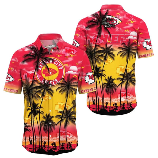 Kansas City Chiefs Sunset Glow Graphic Hawaiian Shirt Unisex Aloha Tee - Moonbestprint