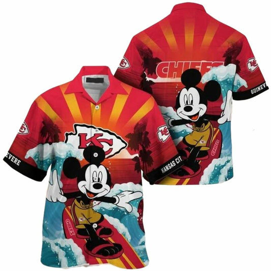 Personalized Kansas City Chiefs Mickey Surfing Graphic Hawaiian Shirt - Moonbestprint