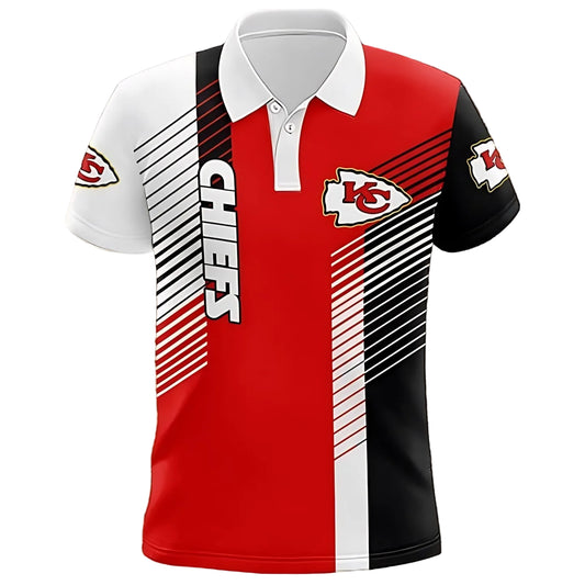 Kansas City Chiefs Tri-Color Gradient Polo Shirt - Moonbestprint