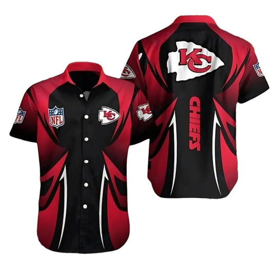 Kansas City Chiefs Tribal Flame Graphic Hawaiian Shirt Unisex Aloha Tee - Moonbestprint