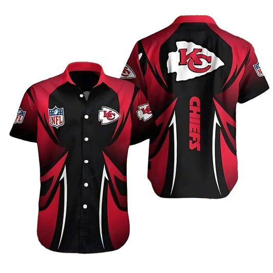 Kansas City Chiefs Tribal Flame Graphic Hawaiian Shirt Unisex Aloha Tee - Moonbestprint
