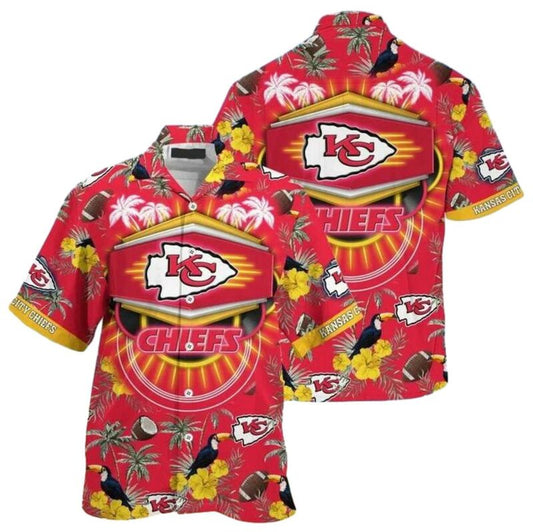 Kansas City Chiefs Tropical Graphic Hawaiian Shirt Unisex Aloha Tee - Moonbestprint