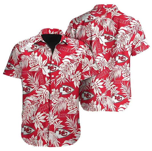 Kansas City Chiefs Unisex Tropical Foliage Graphic Hawaiian Shirt - Moonbestprint