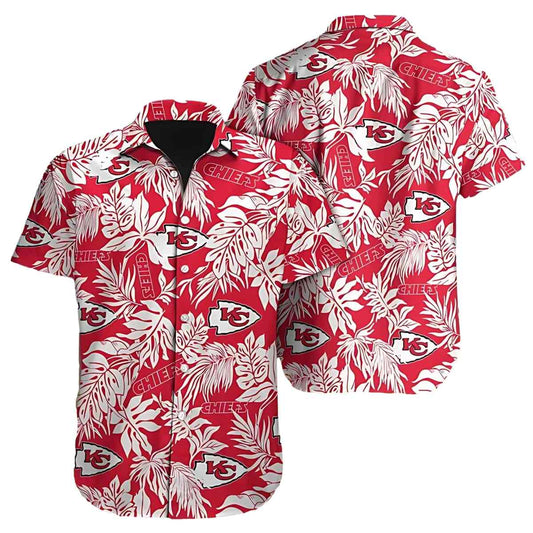 Kansas City Chiefs Unisex Tropical Foliage Graphic Hawaiian Shirt - Moonbestprint